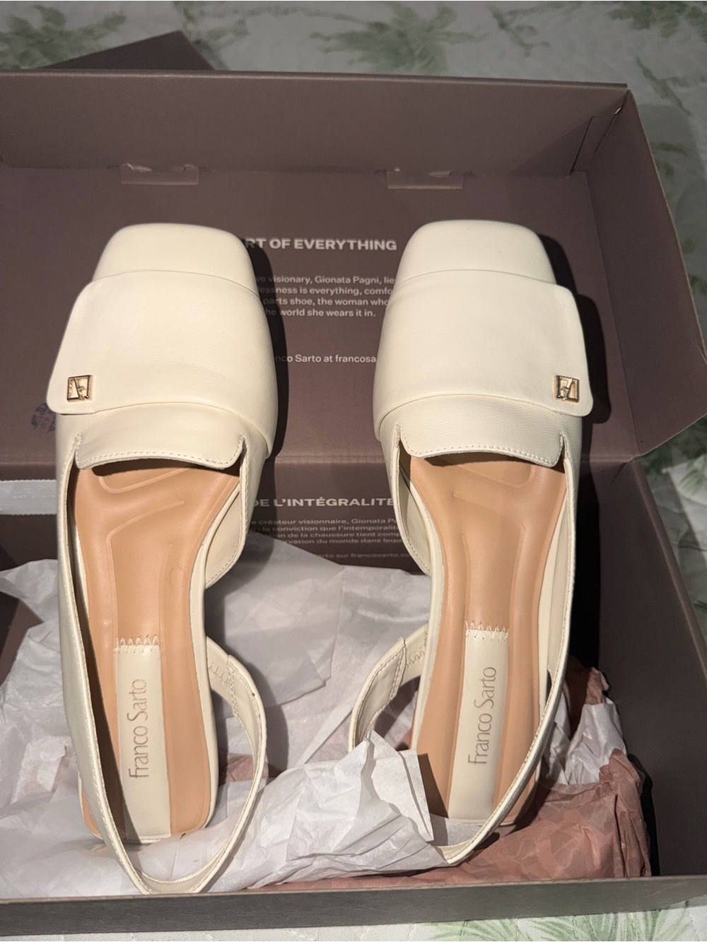 Franco Sarto Off-White Slingback Square-Toe Flats